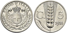 REGNO D’ITALIA
Vittorio Emanuele III, 1900-1943.
5 Centesimi 1918 PROVA.
Fn gr. 2,04
Dr. REGNO D’ITALIA. Stemma sabaudo tra ornati,sopra rami di a...