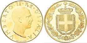 ROMA
Umberto II, 1904-1983.
Medaglia 1946 opus G. Romagnoli.
Au gr. 17,25
Dr. Testa nuda a d.
Rv. Stemma coronato circondato dal Collare dell’Ann...