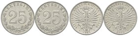LOTTI
Lotto di n. 2 esemplari del 25 Centesimi coniato da Vittorio Emanuele III datato 1902 e 1903.
Da BB a SPL