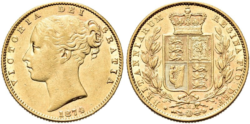 AUSTRALIA
Regina Vittoria, 1837-1901.
Sterlina 1874, zecca di Melbourne.
Au g...
