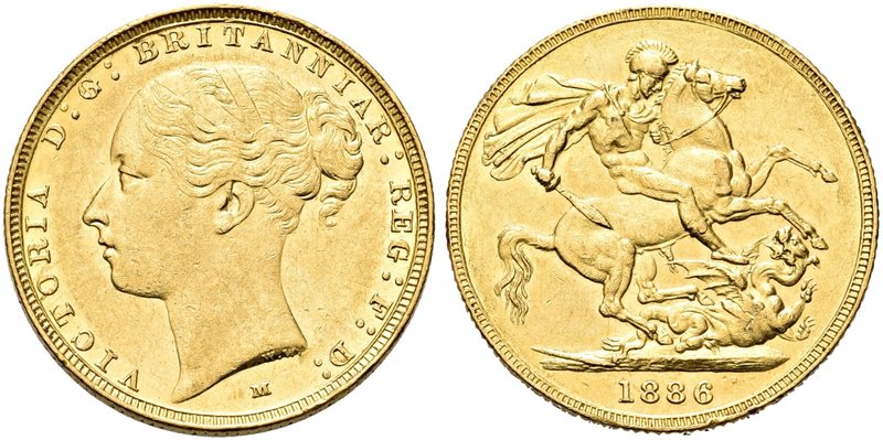 AUSTRALIA
Regina Vittoria, 1837-1901.
Sterlina 1886 M, zecca di Melbourne.
Au...