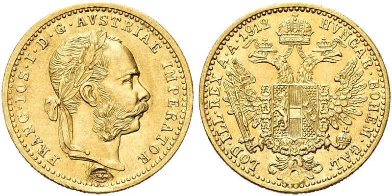 AUSTRIA
Francesco Giuseppe I d’Asburgo Lorena, 1848-1866.
Ducato 1912 (controm...