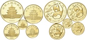CINA
Repubblica Popolare Cinese, dal 1949.
Set 1985 comprensivo delle monete da: 100 Yuan, 50 Yuan, 25 Yuan, 10 Yuan e 5 Yuan.
Au gr. 59,10 comples...