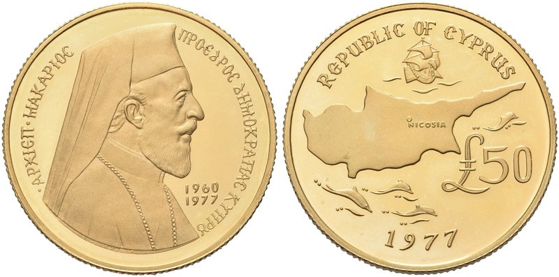 CIPRO
Repubblica, dal 1960.
50 Pound 1977 (in astuccio originale).
Au gr. 16,...
