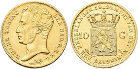 OLANDA
Wilhem I, 1815-1840.
10 Gulden 1824.
Au gr. 6,71
Dr. Testa nuda a s.
Rv. Stemma coronato; ai lati, valore.
KM# 56; Fried. 329.
Raro. q. ...
