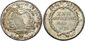 SVIZZERA
Cantone di Zurigo.
Mezzo Tallero 1788.
Ag gr. 12,62
Dr. Stemma tra due leoni.
Rv. XXII / AVFIFEINE / MARK / 1788. Iscrizione disposta su...