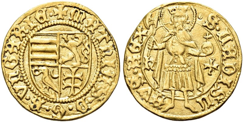 UNGHERIA
Mattia Corvino, 1458-1490.
Ducato 1466, zecca di Nagyszeben.
Au gr. ...