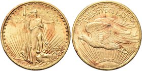 USA
Federazione.
20 Dollari 1922, Saint Gaudens Double Eagle with motto, zecca di Philadelphia.
Au gr. 33,38
Dr. Libertà stante e frontale regge u...