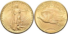 USA
Federazione.
20 Dollari 1928, Saint Gaudens Double Eagle with motto, zecca di Philadelphia.
Au gr. 33,40
Dr. Libertà stante e frontale regge u...