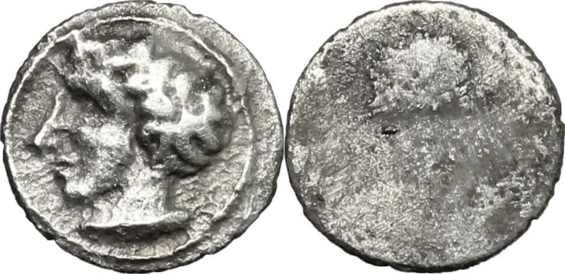 Greek Italy. Etruria, Populonia. AR As (Libella), 3 rd century BC. D/ Male head ...