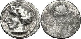 Greek Italy. Etruria, Populonia. AR As (Libella), 3 rd century BC. D/ Male head left; behind, [I]. Linear border. R/ Blank. Vecchi EC I, 107.8 (O7); H...