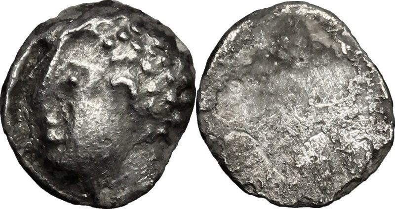Greek Italy. Etruria, Populonia. AR As (Libella), 3rd century BC. D/ Male head l...