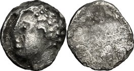 Greek Italy. Etruria, Populonia. AR As (Libella), 3rd century BC. D/ Male head left. Linear border. R/ Blank. Obverse die unpublished in the standard ...