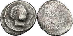 Greek Italy. Etruria, Populonia. AR As, 3rd century BC. D/ Male head right; behind [I]. Linear border. R/ Blank. Cf. Vecchi EC I, 109; HN Italy 182. A...