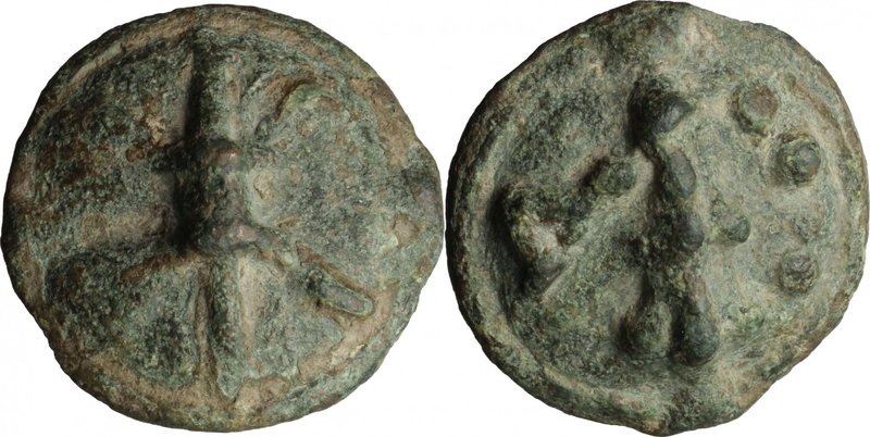 Greek Italy. Northern Apulia, Luceria. AE Quadrunx, c. 217-212 BC. D/ Thunderbol...
