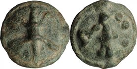 Greek Italy. Northern Apulia, Luceria. AE Quadrunx, c. 217-212 BC. D/ Thunderbolt; to right, L. R/ Club; L left, four pellets right. HN Italy 677b. Ve...