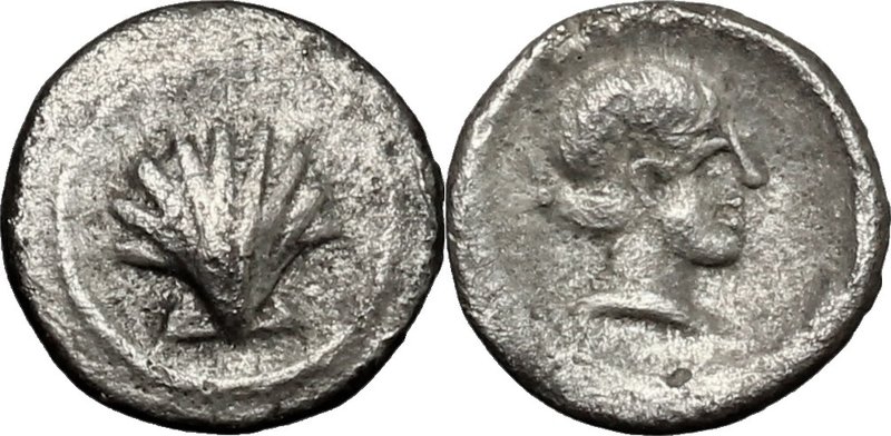 Greek Italy. Southern Apulia, Tarentum. AR Hemilitron, c. 470-450 BC. D/ Scallop...