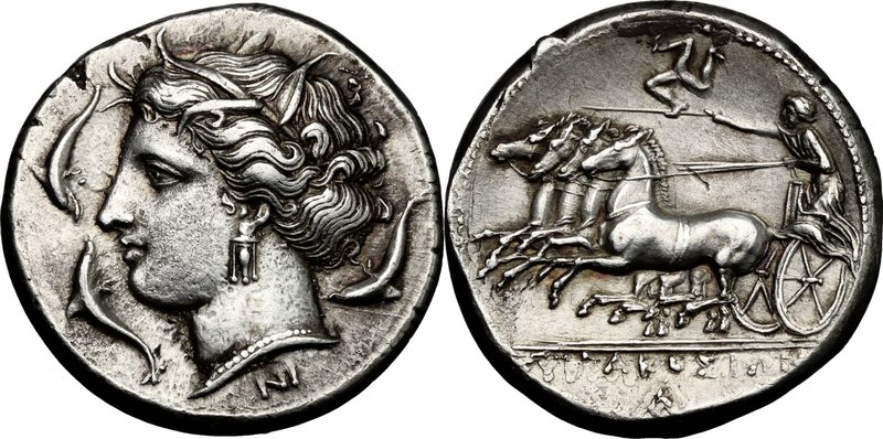 Sicily. Syracuse. Agathokles (c. 317-310 BC). AR Tetradrachm. D/ Head of Arethus...