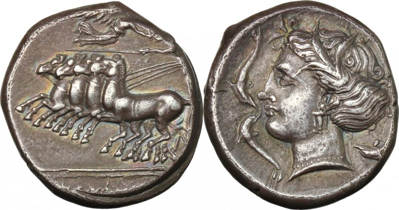 Punic Sicily. Lilybaeum (as Cape of Melqart). AR Tetradrachm, c. 330-305 BC. D/ ...