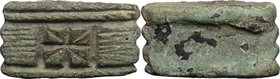 Aes Premonetale. AE Cast Ingot, decorated with quadripartite incuse square, each quarter divided diagonally. Central Italy, 4th-3rd century BC. AE. g....