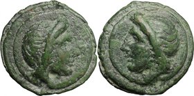 Apollo/Apollo series. AE Cast As, 275-270 BC. D/ Diademed head of Apollo right. R/ Diademed head of Apollo left. Cr. 18/1; Vecchi ICC 33. AE. g. 288.9...