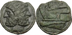 Semilibral series. AE Cast As, c. 217-215 BC. D/ Laureate head of Janus. R/ Prow left; above, I. Cr. 38/1; Vecchi ICC 93; Haeb. pls. 43,115,95,1. AE. ...