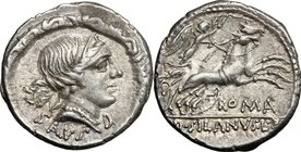 D. Silanus L.f. AR Denarius, 91 BC. D/ Diademed head of Salus right, SALVS below, D below chin, all within ornamented torque. R/ Victory in biga right...