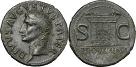 Augustus (27 BC - 14 AD). AE As, struck under Tiberius, c. 22-30 AD. D/ DIVVS AVGVSTVS PATER. Radiate head left. R/ S-C. Monumental altar; in exergue,...