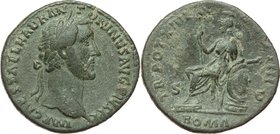 Antoninus Pius (138-161). AE Sestertius, 150-151 AD. D/ IMP CAES T AEL HADR ANTONINVS AVG PIVS PP. Laureate head right. R/ TR POT XIIII COS IIII ROMA ...