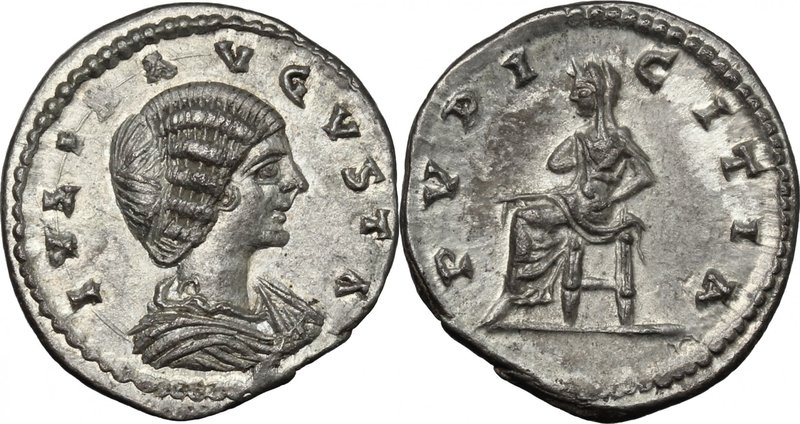 Julia Domna, wife of Septimius Severus (died 217 AD). AR Denarius, Laodicea ad M...