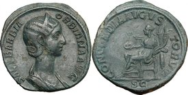 Orbiana, wife of Severus Alexander (225-226). AE Sestertius, 225 AD. D/ SALL BARBIA ORBIANA AVG. Diademed and draped bust right. R/ CONCORDIA AVGVSTOR...