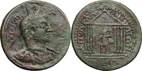 Gallienus (253-268). AE Medallion, Apollonia Mordiaeum mint, Pisidia. D/ ΔYT K Π [Λ] ΓAΛΛ[IHN]. Laureate, draped and cuirassed bust right. R/ AΠOΛ-ΛΩ-...
