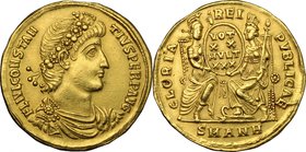 Constantius II (337-361). AV Solidus, Antioch mint, 347-355 AD. D/ FL IVL CONSTANTIVS PERP AVG. Rosette-diademed, draped and cuirassed bust right. R/ ...