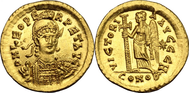 Leo I (457-474). AV Solidus, Constantinople mint, 462 or 466 AD. D/ DN LEO PERPE...