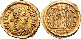 The Visigoths in Gallia (417-507). AV Tremissis, in the name of Libius Severus (461-465). Tolouse or Narbonne mint, mid 5th century AD. D/ DN SEVER-VS...