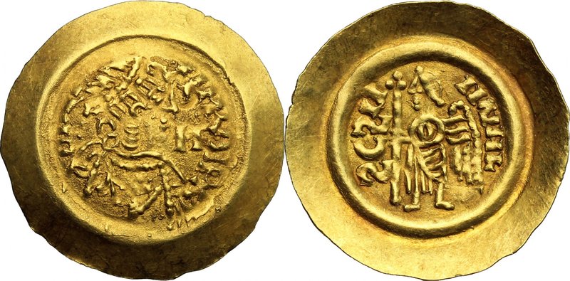 Lombardic Italy. Liutprand (712-744). AV Tremissis, Lombardy. D/ [ ] - TPRDN RX ...