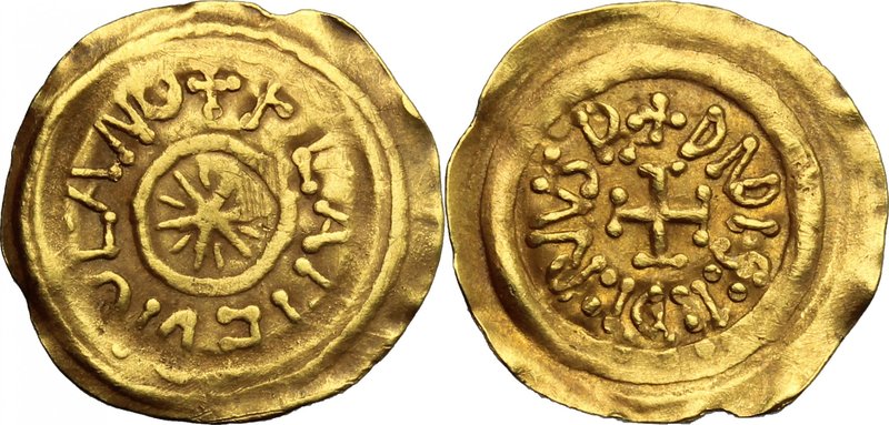 Lombardic Italy. Desiderius (757-774). AV Tremissis, Mediolanum mint. D/ DN D(ND...