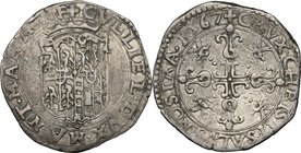 Casale. Guglielmo Gonzaga (1566-1587). Bianco 1567. D/ Stemma di Mantova e del Monferrato. R/ Croce ornata con ornamenti negli angoli. CNI 4. Bignotti...