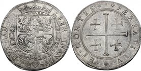 Casale. Ferdinando Gonzaga (1612-1626). Tallero. D/ Stemma Gonzaga con corona, collare del Sangue, monte Olimpo e FIDES. R/ Croce di Gerusalemme. CNI ...