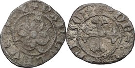 Fano. Pandolfo Malatesta (1384-1427). Picciolo. D/ Rosa Malatestiana. R/ Croce bifida e gigliata. CNI 15. Ciavaglia 2. Castellani 17. MI. g. 0.30 mm. ...