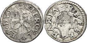 Ferrara. Ercole I d'Este (1471-1505). Da 3 quattrini. D/ Aquila bicipite coronata ad ali spiegate. R/ Scudo a testa di cavallo con l'arme del comune. ...