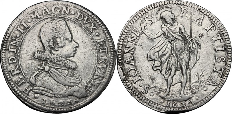Firenze. Ferdinando II (1621-1670). Piastra 1625/1626 (6 rovesciati). D/ Busto a...