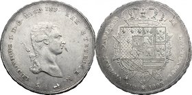 Firenze. Ludovico I di Borbone (1801-1803). Francescone 1803. D/ Testa a destra, nuda, con capelli annodati sulla nuca. Sotto, in monogramma LS (Luigi...