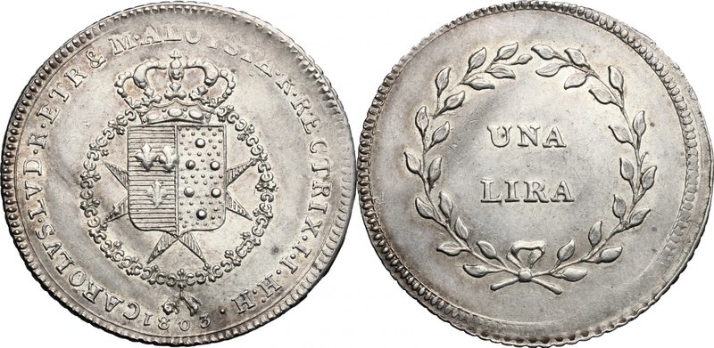 Firenze. Carlo Ludovico di Borbone e Maria Luigia reggente (1803-1807). Lira 180...
