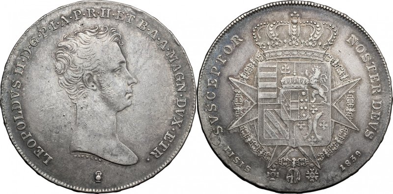 Firenze. Leopoldo II di Lorena (1824-1859). Francescone 1839. D/ Testa nuda a de...