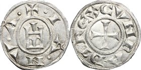 Genova. Repubblica (1139-1339). Grosso da 6 denari. D/ Castello. R/ Croce patente. CNI 101/103. MIR 12. AG. g. 1.72 mm. 21.50 NC. qSPL.