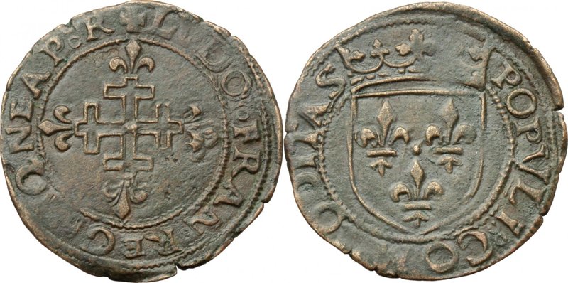 Napoli. Luigi XII (1501-1503). Sestino. D/ Piccola croce potenziata con globetto...