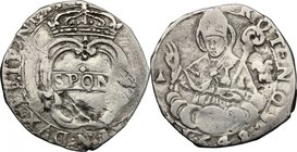 Napoli. Repubblica Napoletana (1647-1648). 15 grana 1648, sigle GAC M, Giovanni Andrea Cavo maestro di zecca e Giuseppe Maffei maestro di prova. D/ Sc...