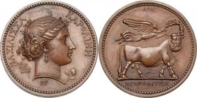 Napoli. Carolina Murat (1782-1839), regina consorte di Napoli. Medaglia 1808. D/ Testa della regina a destra, con le fattezze della ninfa Partenope; a...