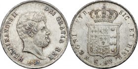 Napoli. Ferdinando II di Borbone (1830-1859). 60 grana 1857. D/ Testa del re barbuta a destra. R/ Stemma coronato. P/R 111. MIR 507/10. AG. Lievissimi...